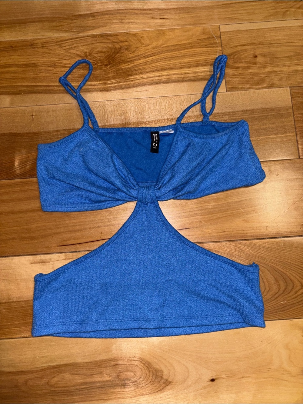 H&M Blue Cutout Knot Front Top